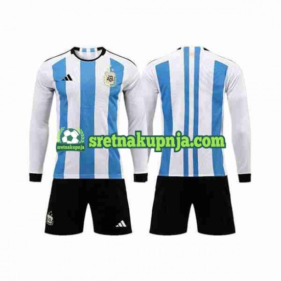 Dječja Domaći Home Dresova Argentina 3 Stars World Cup 2022 Dugim Rukavima