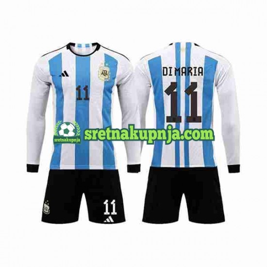 Dječja Domaći Home Dresova Argentina 3 Stars Di Maria 11 World Cup 2022 Dugim Rukavima