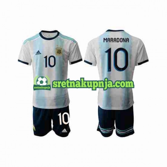 Dječja Domaći Home Dresova Argentina Maradona 10 2019-2020 Kratkih Rukava