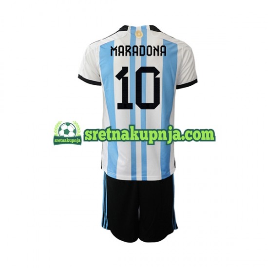 Dječja Domaći Home Dresova Argentina Maradona 10 World Cup 2022 Kratkih Rukava