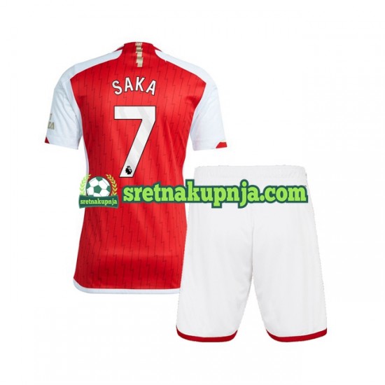 Dječja Domaći Home Dresova Arsenal Saka 7 2023-2024 Kratkih Rukava