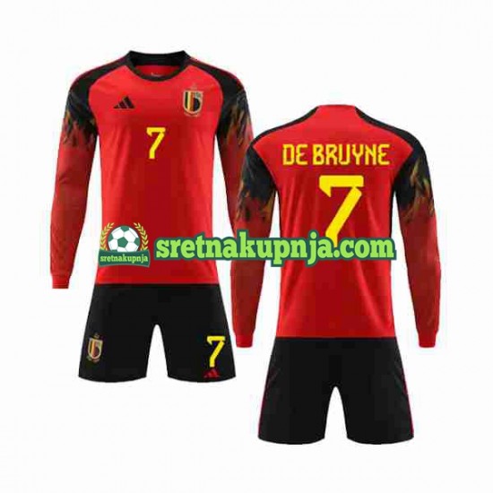 Dječja Domaći Home Dresova Belgija De Bruyne 7 World Cup 2022 Dugim Rukavima