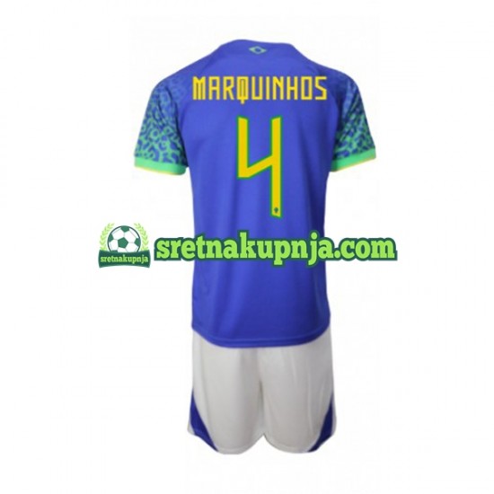 Dječja Gostujući Away Dresova Brazil Marquinhos 4 World Cup 2022 Kratkih Rukava