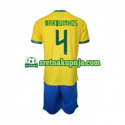 Dječja Domaći Home Dresova Brazil Marquinhos 4 World Cup 2022 Kratkih Rukava