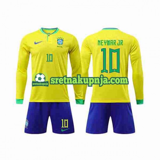 Dječja Domaći Home Dresova Brazil Neymar Jr 10 World Cup 2022 Dugim Rukavima