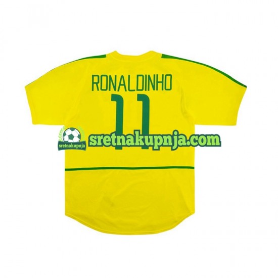 Muškarci Domaći Home Dresova Brazil RONALDINHO 11 Retro 2002 Kratkih Rukava