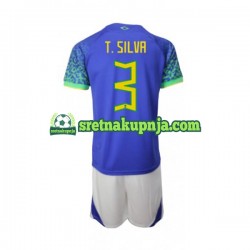 Dječja Gostujući Away Dresova Brazil Thiago Silva 3 World Cup 2022 Kratkih Rukava