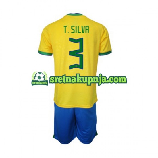Dječja Domaći Home Dresova Brazil Thiago Silva 3 World Cup 2022 Kratkih Rukava