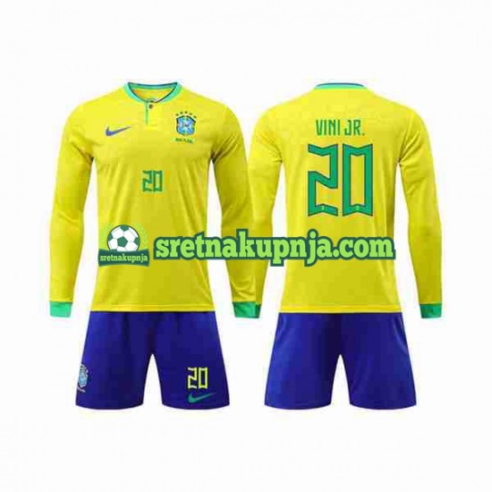 Dječja Domaći Home Dresova Brazil Vinicius Junior 20 World Cup 2022 Dugim Rukavima