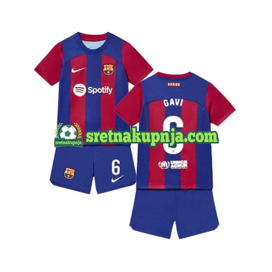 Dječja Domaći Home Dresova FC Barcelona Gavi 6 2023-2024 Kratkih Rukava