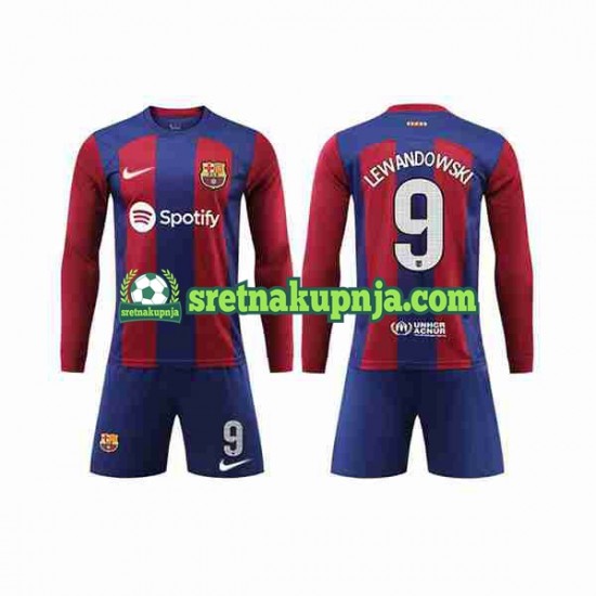 Dječja Domaći Home Dresova FC Barcelona LEWANDOWSKI 9 2023-2024 Dugim Rukavima