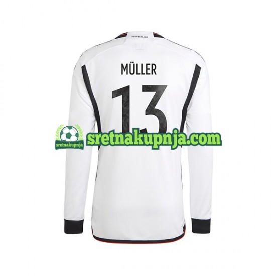 Muškarci Domaći Home Dresova Njemačka Thomas Muller 13 World Cup 2022 Dugim Rukavima