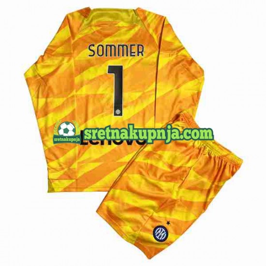 Dječja Domaći Home Golmanski Dresova Inter Milan Sommer 1 2023-2024 Dugim Rukavima