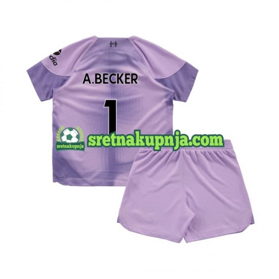Dječja Domaći Home Golmanski Dresova Liverpool Alisson Becker 1 2022-2023 Kratkih Rukava