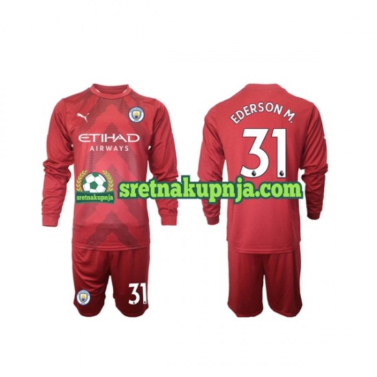Dječja Domaći Home Golmanski Dresova Manchester City Ederson M 31 2022-2023 Dugim Rukavima