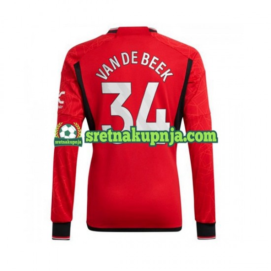 Muškarci Domaći Home Dresova Manchester United Donny van de Beek 34 2023-2024 Dugim Rukavima