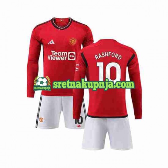 Dječja Domaći Home Dresova Manchester United Marcus Rashford 10 2023-2024 Dugim Rukavima