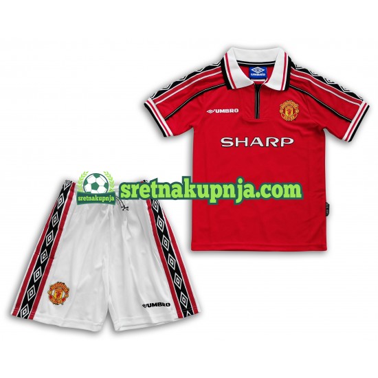 Dječja Domaći Home Dresova Manchester United Retro 1998-1999 Kratkih Rukava