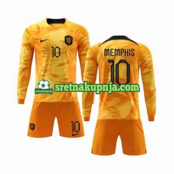 Dječja Domaći Home Dresova Nizozemska Memphis 10 World Cup 2022 Dugim Rukavima
