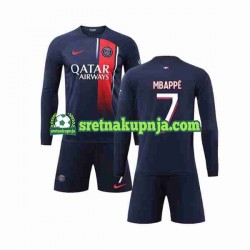 Dječja Domaći Home Dresova Paris Saint-Germain Kylian Mbappe 7 2023-2024 Dugim Rukavima