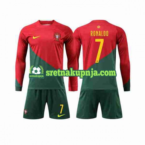 Dječja Domaći Home Dresova Portugal Ronaldo 7 World Cup 2022 Dugim Rukavima
