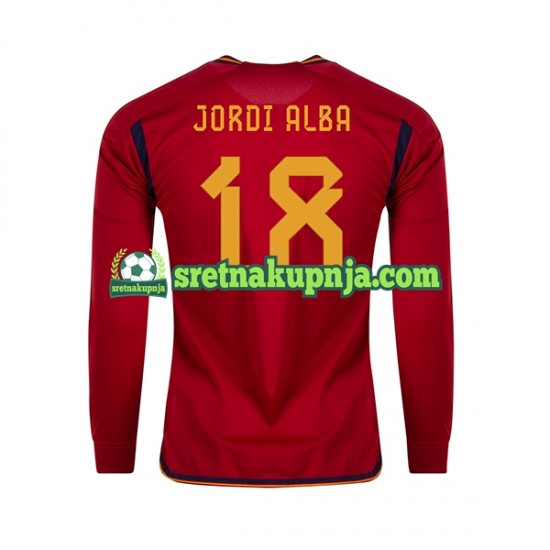 Muškarci Domaći Home Dresova Španjolska JORDI ALBA 18 World Cup 2022 Dugim Rukavima