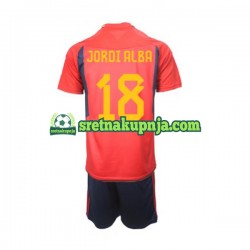 Dječja Domaći Home Dresova Španjolska Jordi Alba 18 World Cup 2022 Kratkih Rukava Dječja Domaći Home Dresova Španjolska Jordi Alba 18 World Cup 2022 Kratkih Rukava