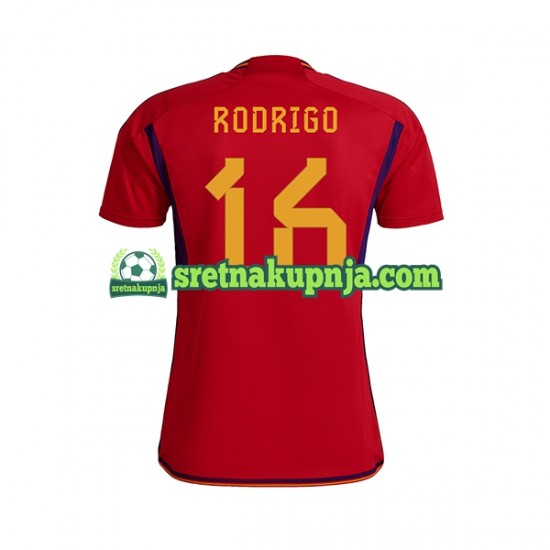 Muškarci Domaći Home Dresova Španjolska RODRIGO 16 World Cup 2022 Kratkih Rukava