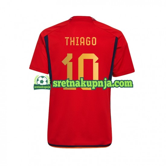 Muškarci Domaći Home Dresova Španjolska Thiago 10 World Cup 2022 Kratkih Rukava