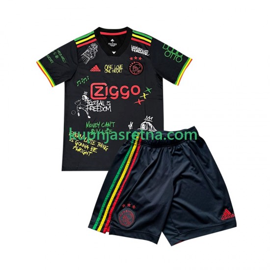 Dječja Domaći Home Dresova AFC Ajax Bob Marley Special 2025-2026 Crno Kratkih Rukava