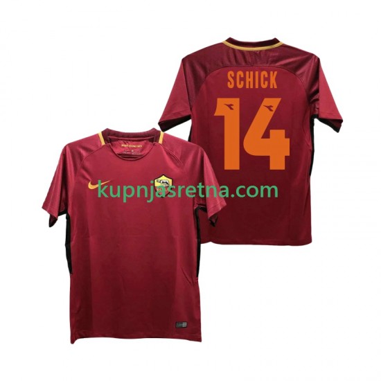 Muškarci Domaći Home Dresova Roma SCHICK 14 Retro 2017-2018 Kratkih Rukava