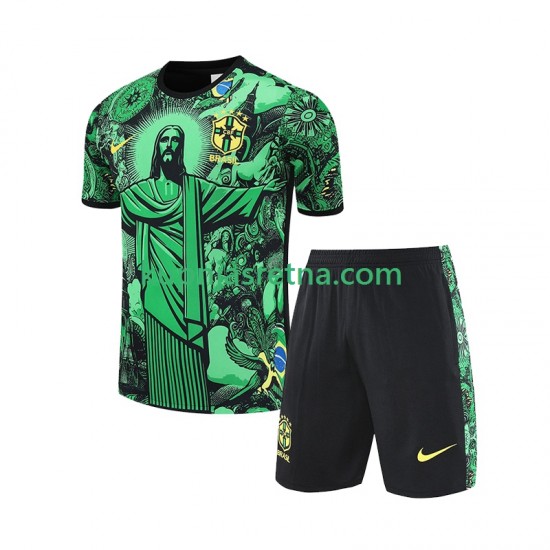 Dječja Domaći Home Brazil JESUS Football Shirts 2024-2025 zelena Kratkih Rukava