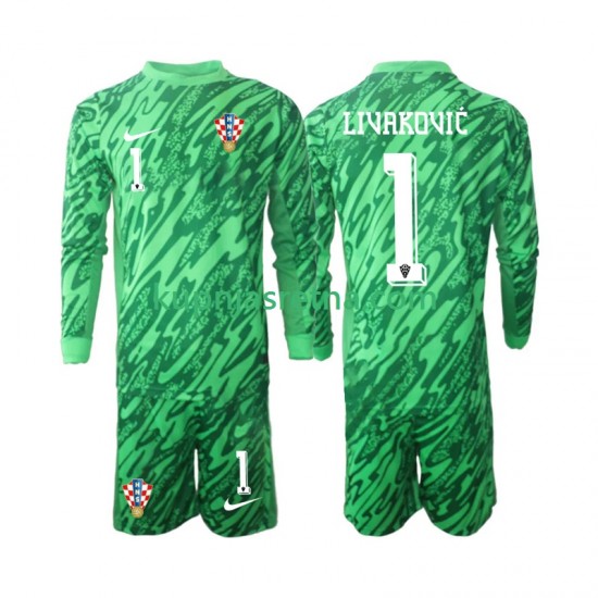 Dječja Gostujući Away Golmanski Dresova Hrvatska DOMINIK LIVAKOVIC 1 2024 Dugim Rukavima