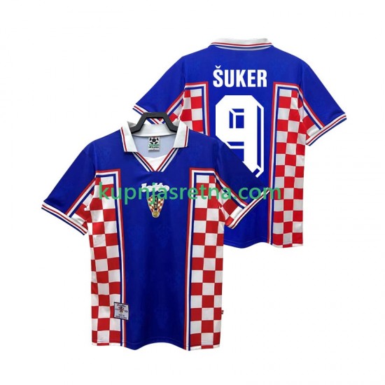 Muškarci Gostujući Away Dresova Hrvatska SUKER 9 Retro 1998 Kratkih Rukava