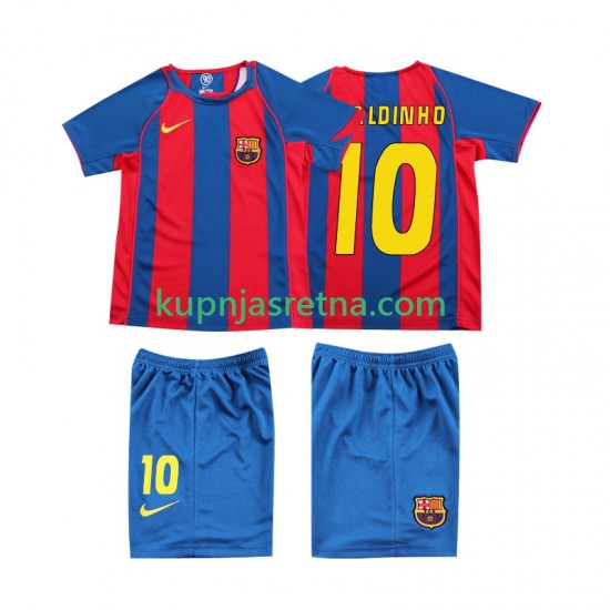 Dječja Domaći Home Dresova FC Barcelona RONALDINHO 10 Retro 2004 Kratkih Rukava