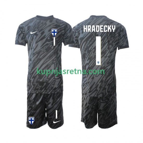 Dječja Domaći Home Golmanski Dresova Finska HRADECKY 1 2024 Kratkih Rukava