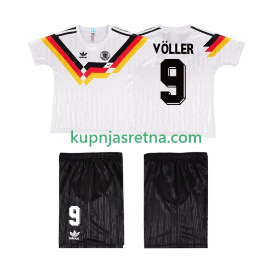Dječja Domaći Home Dresova Njemačka VOLLER 9 Retro 1990 Kratkih Rukava