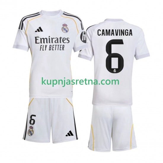 Dječja Domaći Home Dresova Real Madrid Camavinga 6 2025-2026 Kratkih Rukava