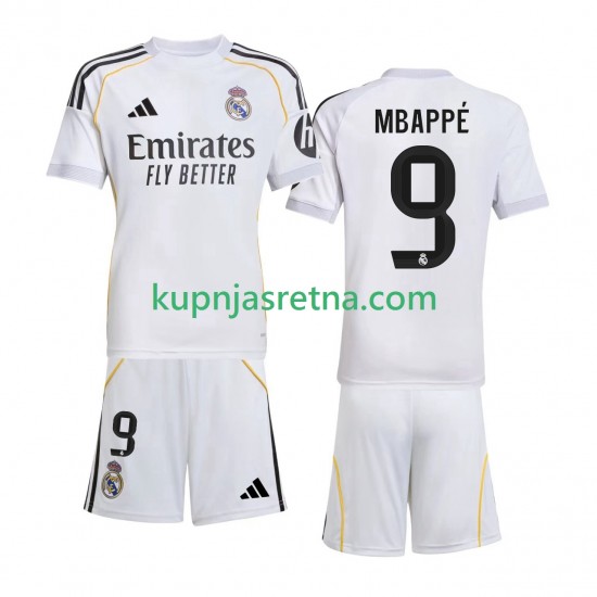 Dječja Domaći Home Dresova Real Madrid Kylian Mbappe 9 2025-2026 Kratkih Rukava