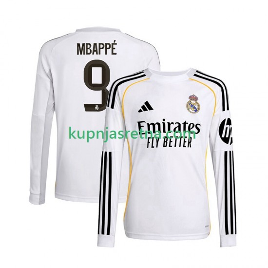 Muškarci Domaći Home Dresova Real Madrid Kylian Mbappe 9 2025-2026 Dugim Rukavima