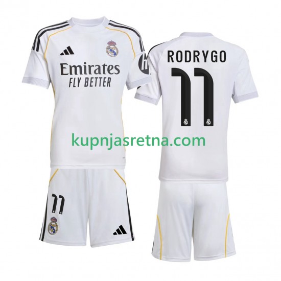 Dječja Domaći Home Dresova Real Madrid Rodrygo 11 2025-2026 Kratkih Rukava