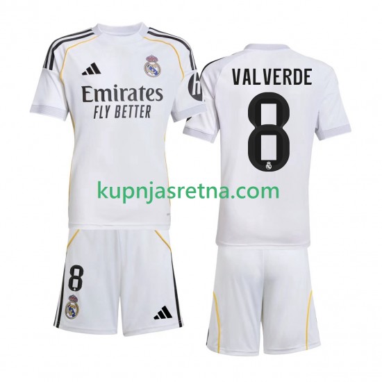 Dječja Domaći Home Dresova Real Madrid Valverde 8 2025-2026 Kratkih Rukava