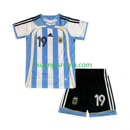 Dječja Domaći Home Dresova Argentina Lionel Messi 19 Retro 2006 Kratkih Rukava