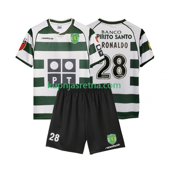 Dječja Domaći Home Dresova Sporting CP Cristiano Ronaldo 28 Retro 2001 2003 Kratkih Rukava