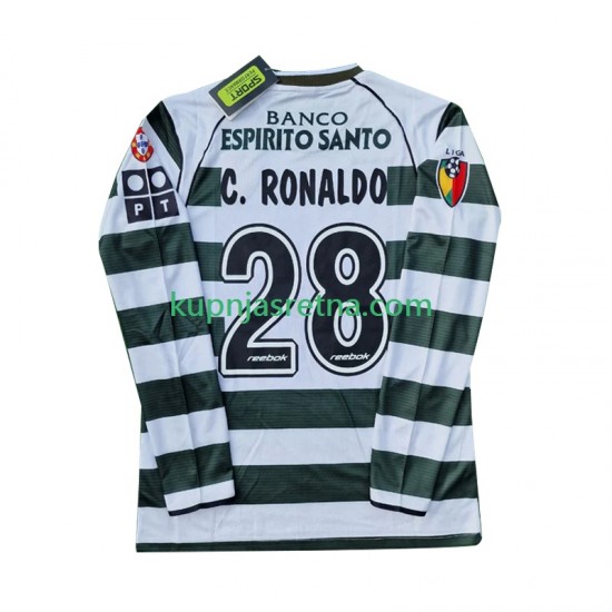 Muškarci Domaći Home Dresova Sporting CP Cristiano Ronaldo 28 Retro 2001 2003 Dugim Rukavima