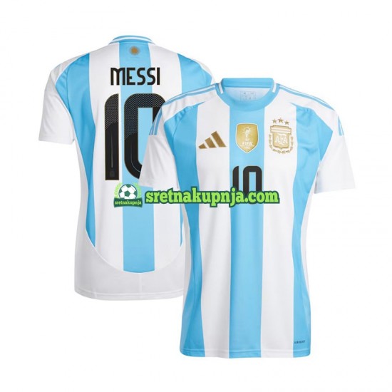 Muškarci Domaći Home Dresova Argentina Lionel Messi 10 Copa America 2024 Plava Bijela Kratkih Rukava