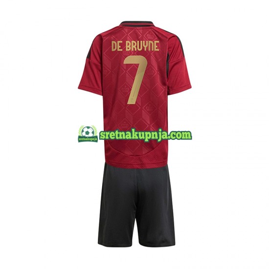 Dječja Domaći Home Dresova Belgija De Bruyne 7 Euro 2024 Crvena Kratkih Rukava