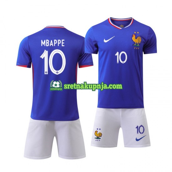 Dječja Domaći Home Dresova Francuska Kylian Mbappe 10 Euro 2024 Plava Kratkih Rukava
