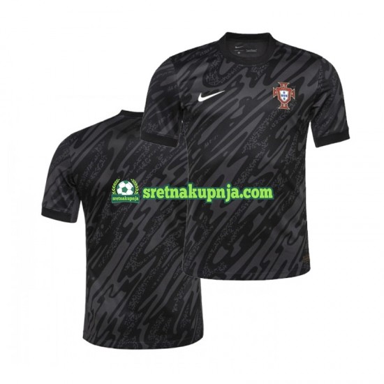 Muškarci Gostujući Away Golmanski Dresova Portugal Euro 2024 Crno Kratkih Rukava