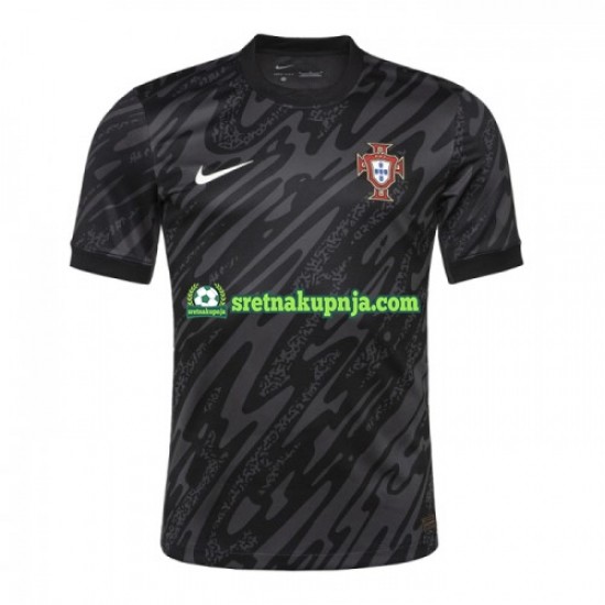 Muškarci Gostujući Away Golmanski Dresova Portugal Euro 2024 Crno Kratkih Rukava